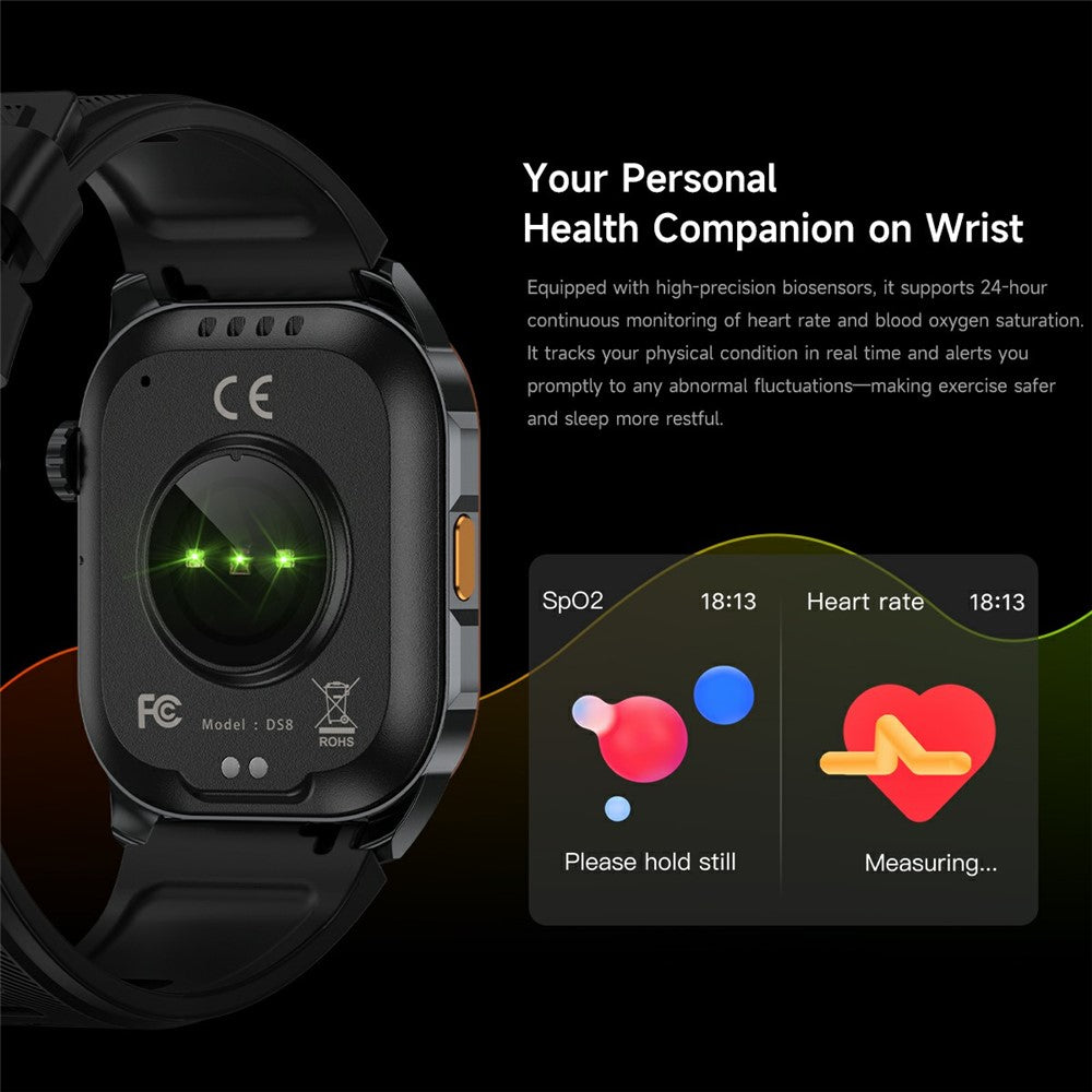 DS8 1.95 Inch IPS Screen Smart Watch LED Flashlight GPS Bluetooth-compatible Calling Health Monitor Fitness Tracker for Outdoor Sports