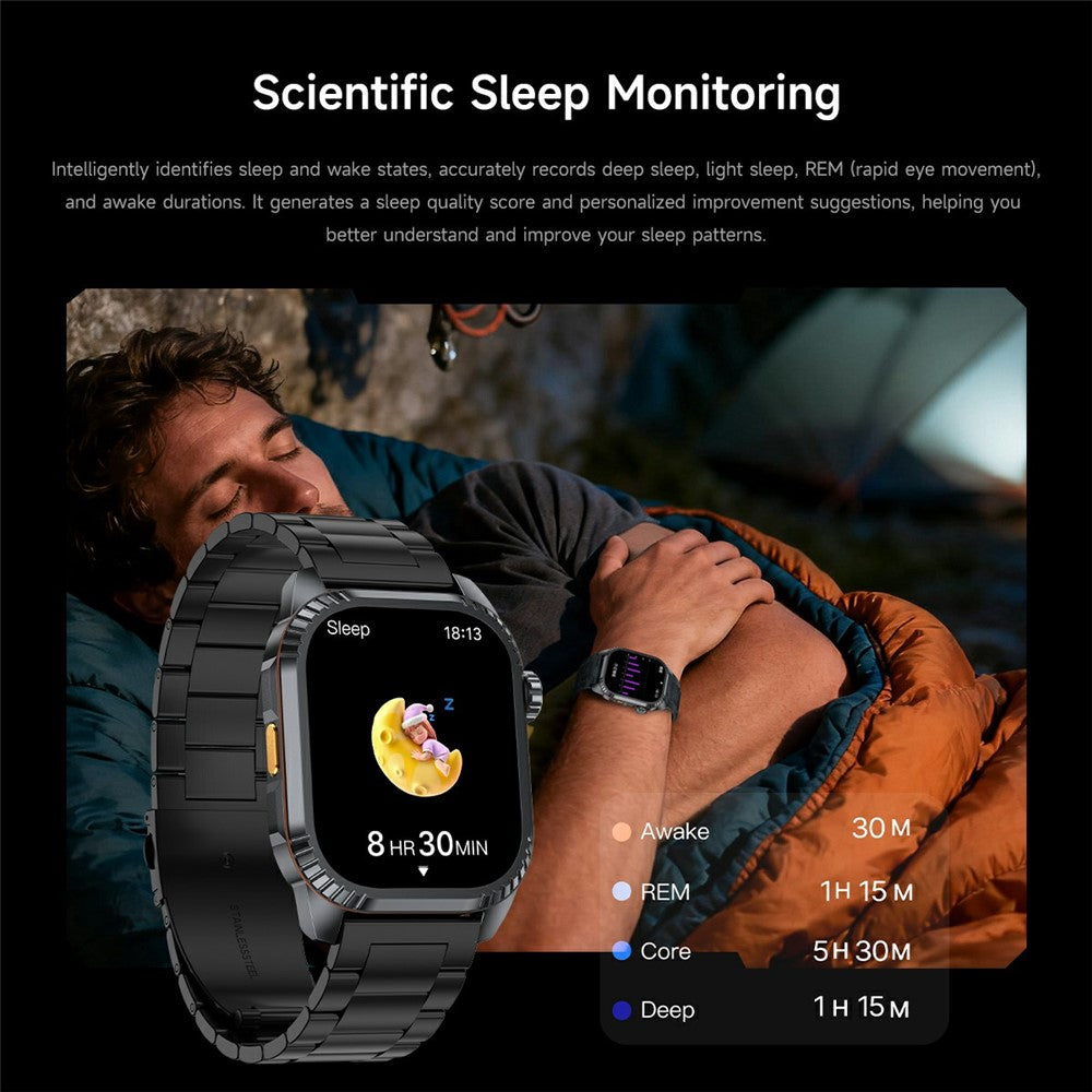 DS8 1.95 Inch IPS Screen Smart Watch LED Flashlight GPS Bluetooth-compatible Calling Health Monitor Fitness Tracker for Outdoor Sports