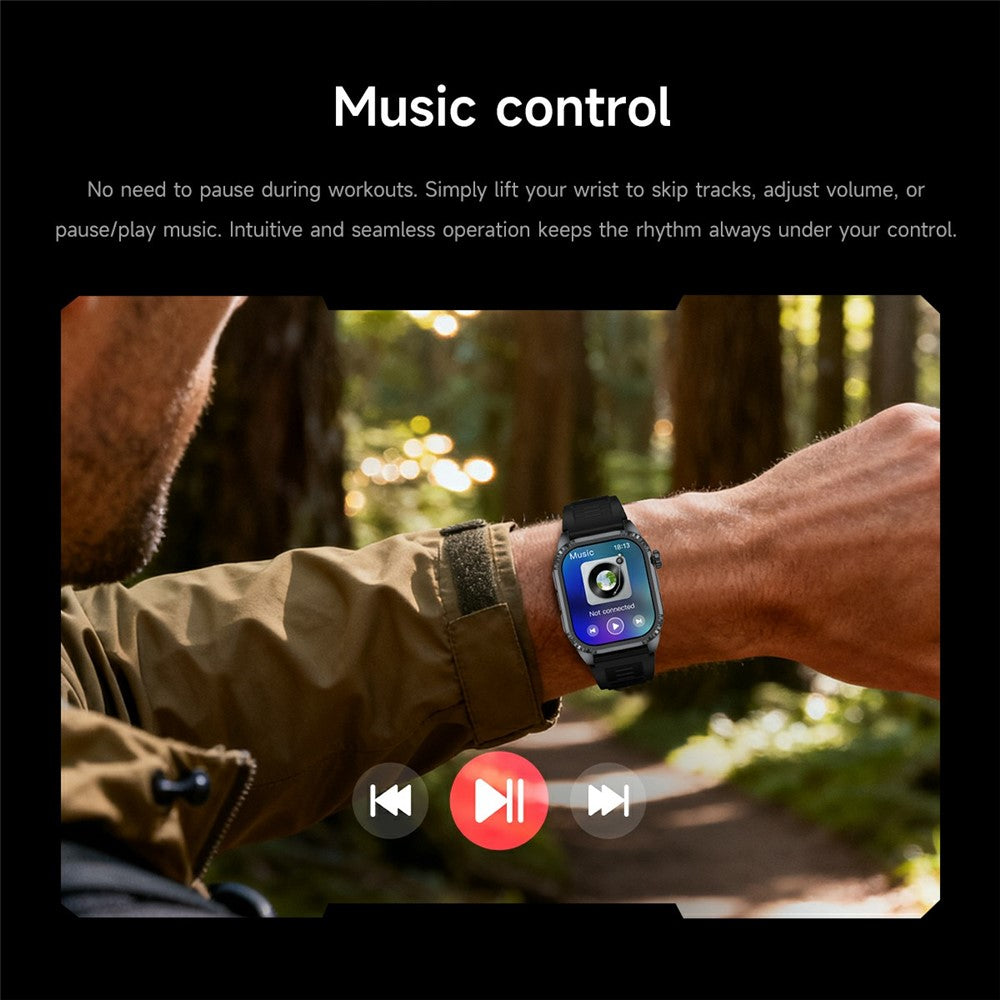 DS8 1.95 Inch IPS Screen Smart Watch LED Flashlight GPS Bluetooth-compatible Calling Health Monitor Fitness Tracker for Outdoor Sports