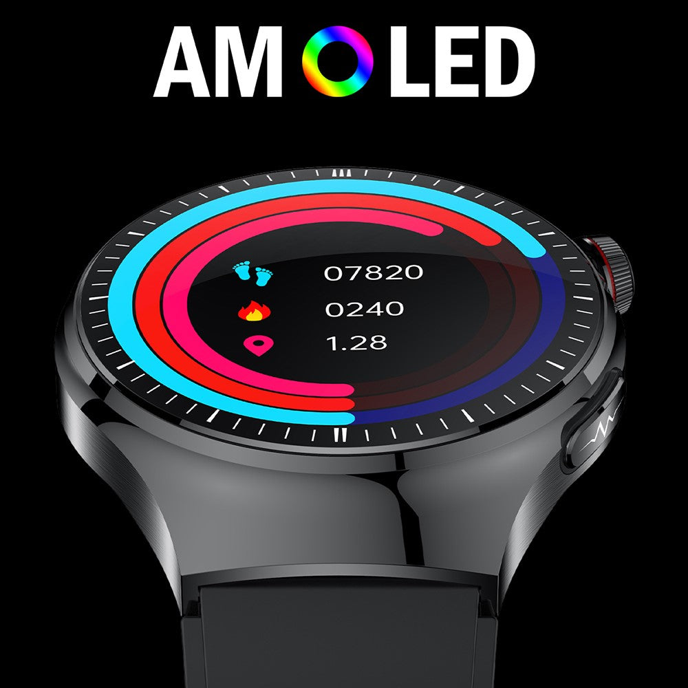 TK26Pro Smart Watch with Silicone Strap ECG Heart Rate Blood Pressure 1.43 Inch AMOLED Bluetooth-compatible Call 380mAh One-Touch Health Monitor