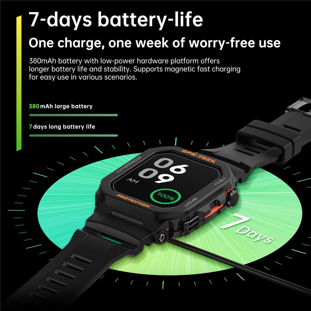 FT61 1.75 inch IPS GPS Smart Watch Bluetooth-compatible Calling Health Monitoring IP68 Waterproof