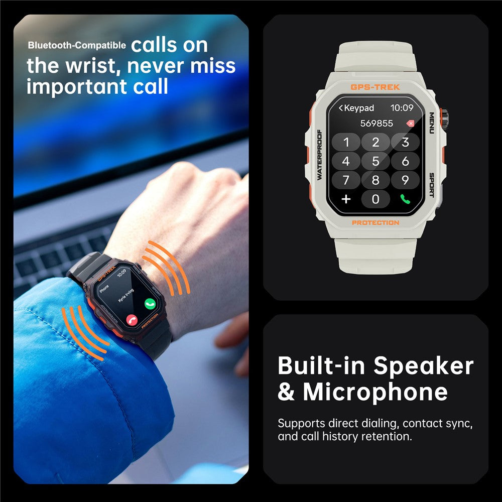FT61 1.75 inch IPS GPS Smart Watch Bluetooth-compatible Calling Health Monitoring IP68 Waterproof