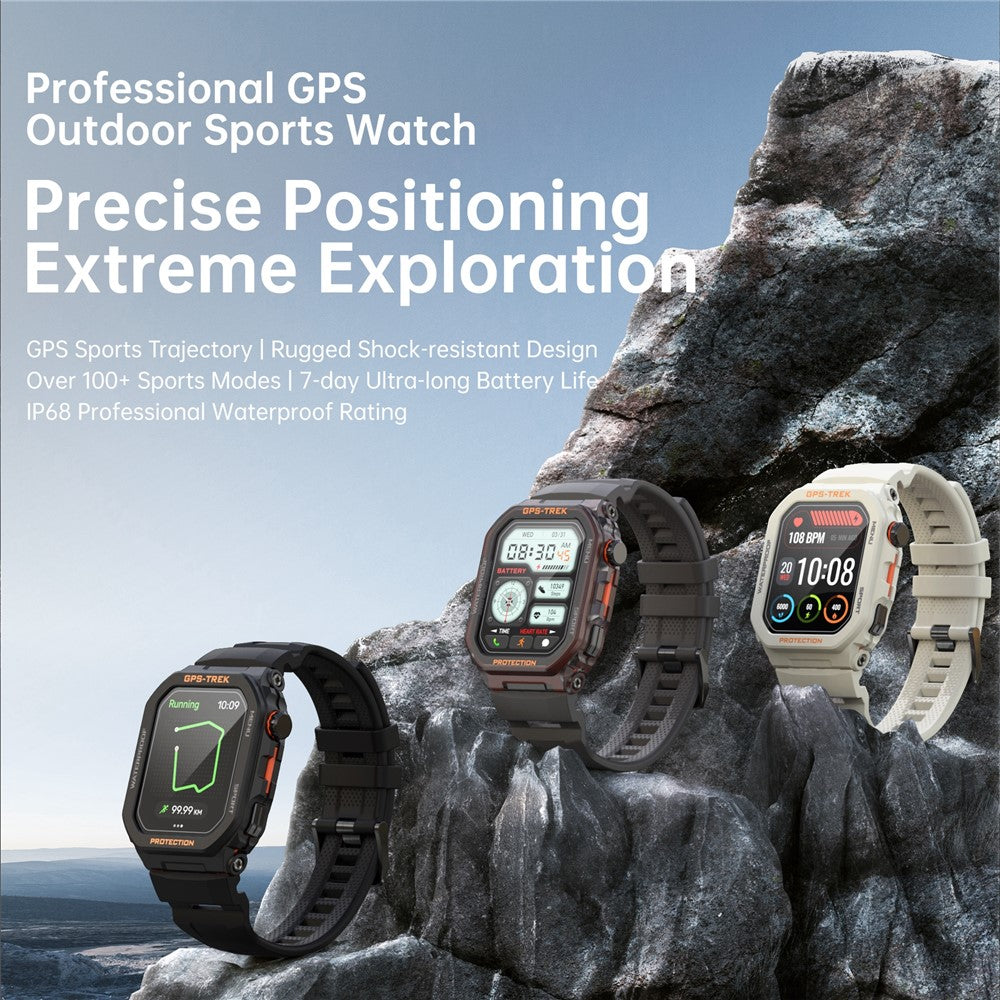 FT61 1.75 inch IPS GPS Smart Watch Bluetooth-compatible Calling Health Monitoring IP68 Waterproof