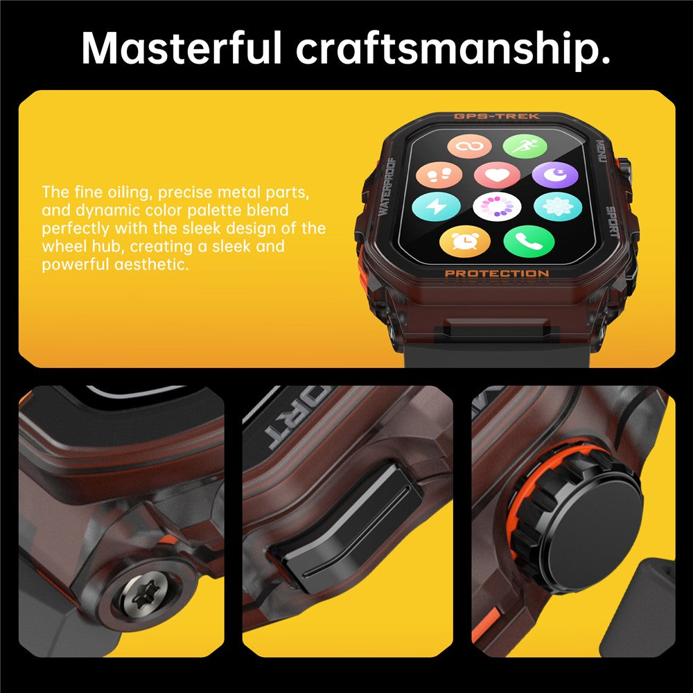 FT61 1.75 inch IPS GPS Smart Watch Bluetooth-compatible Calling Health Monitoring IP68 Waterproof
