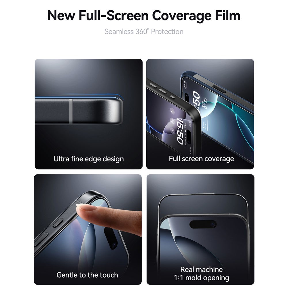 JOYROOM JR-MQS0563 For iPhone 16 Screen Protector Silk Printing 2.5D High Aluminium-Silicon Glass Clear Film