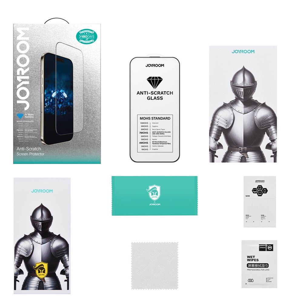 JOYROOM JR-MQS0563 For iPhone 16 Screen Protector Silk Printing 2.5D High Aluminium-Silicon Glass Clear Film