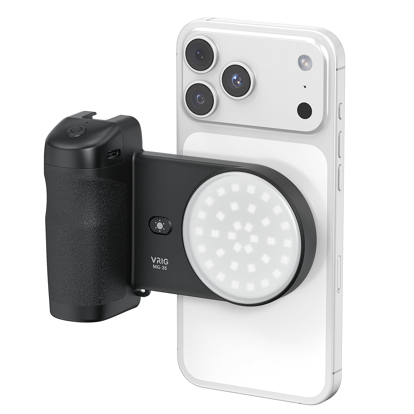VRIG MG-35 Magnetic Mount Bluetooth-Compatible Shutter Selfie Handle with 3-Level Fill Light for Cellphone