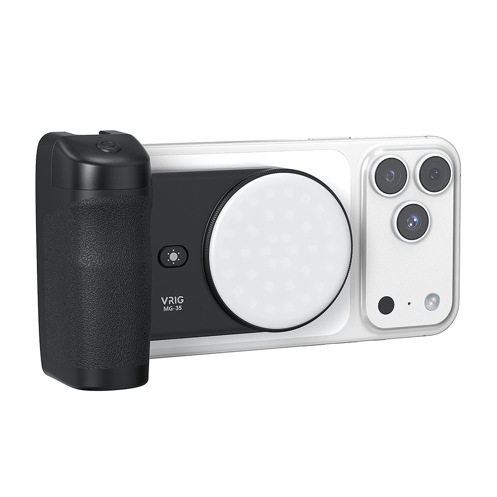 VRIG MG-35 Magnetic Mount Bluetooth-Compatible Shutter Selfie Handle with 3-Level Fill Light for Cellphone