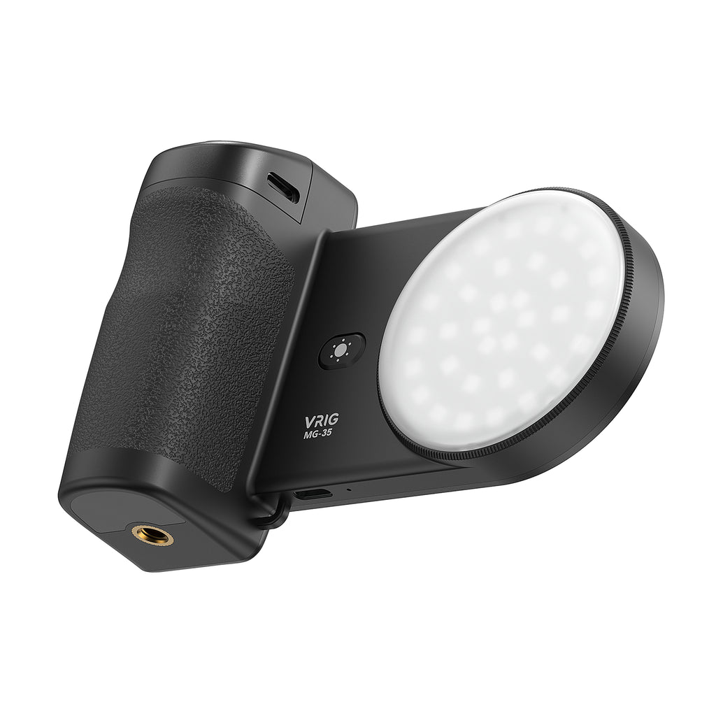 VRIG MG-35 Magnetic Mount Bluetooth-Compatible Shutter Selfie Handle with 3-Level Fill Light for Cellphone