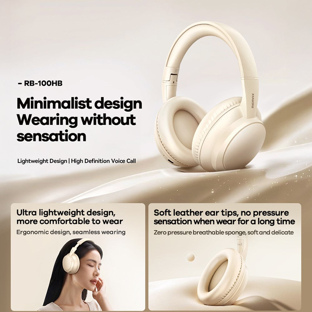 REMAX RB-100HB Wireless Headphones Bluetooth-Compatible Over-Ear Foldable Headset