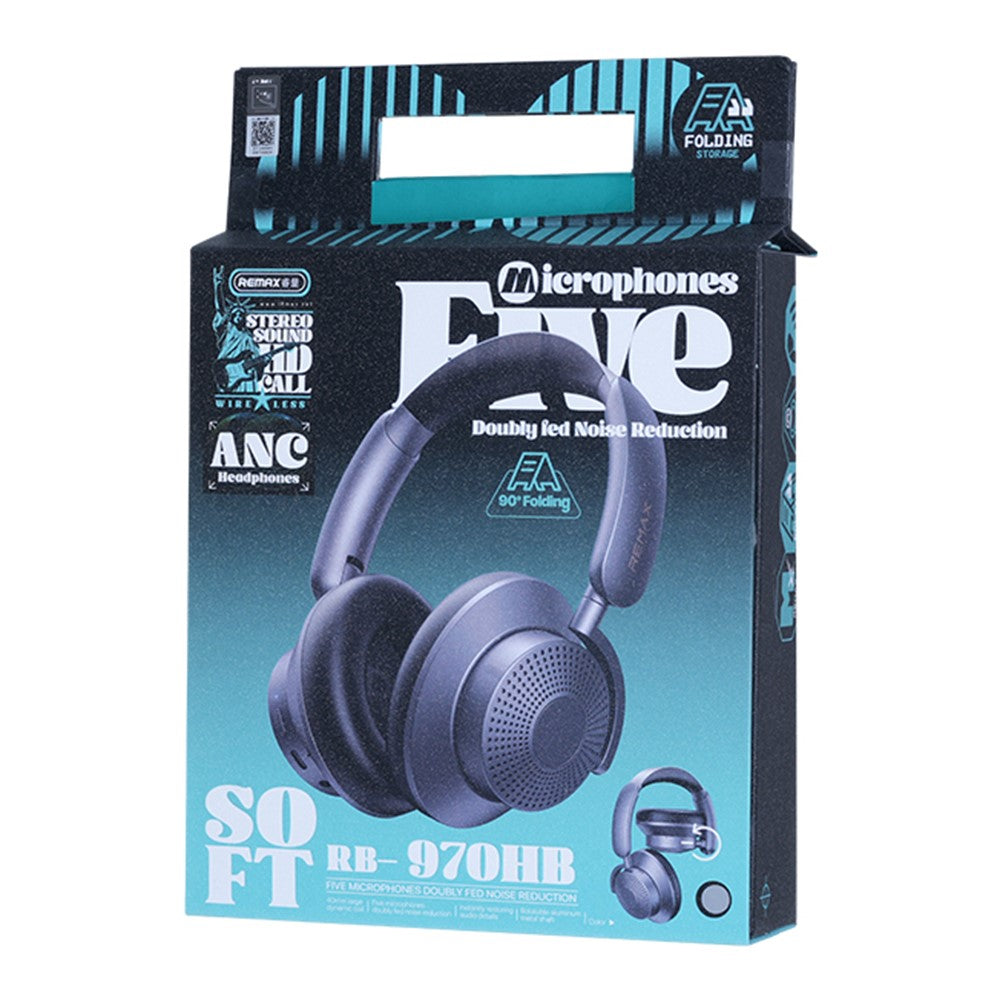 REMAX RB-970HB Wireless Over-Ear Headphones ANC Noise Canceling Bluetooth-Compatible Headset with Soft Earpads