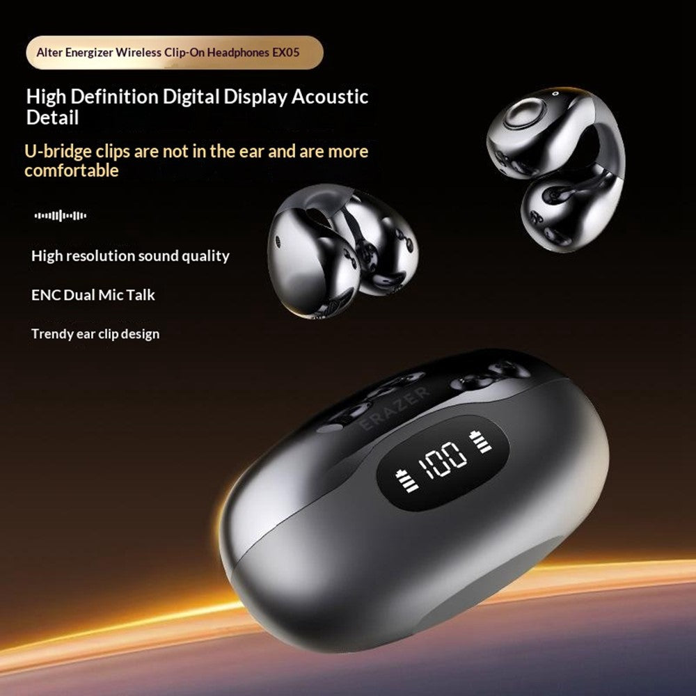 ERAZER EX05 Clip-On Open-Ear Earbuds – Digital Power Display, for Sports