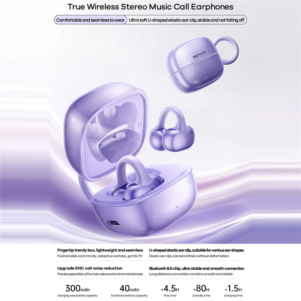 REMAX OWS-22 Open-Ear Clip On Bluetooth-compatible Earbuds Ergonomic Design Wireless Earphones for Sports