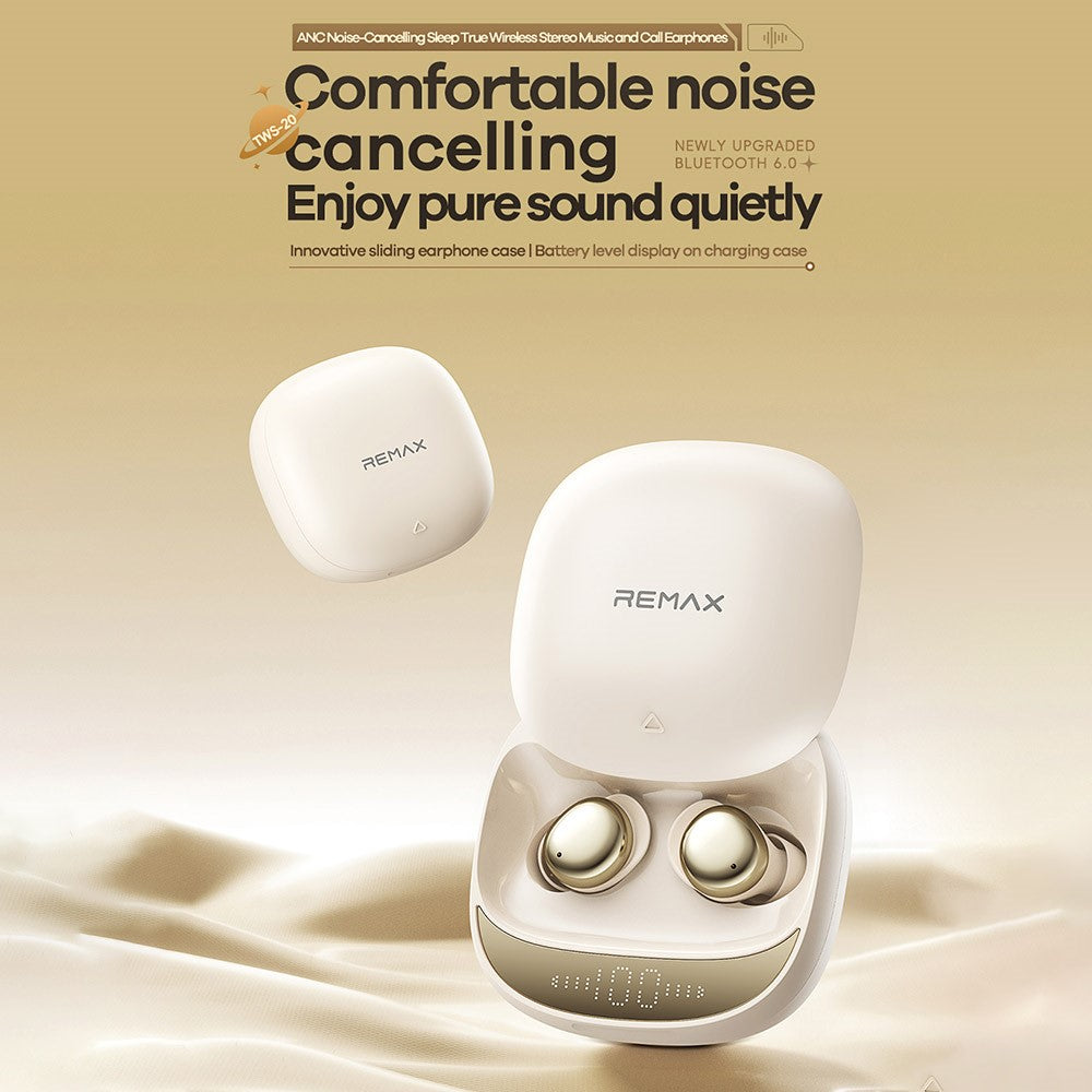 REMAX TWS-20 ANC Noise Cancellation Sleep Bluetooth-compatible Earbuds True Wireless Stereo Music Earbuds