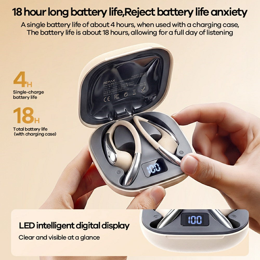 REMAX OWS-28 Open Ear Earhook Wireless Earbuds ANC ENC Noise Cancelling IPX5 Waterproof Headset for Sports