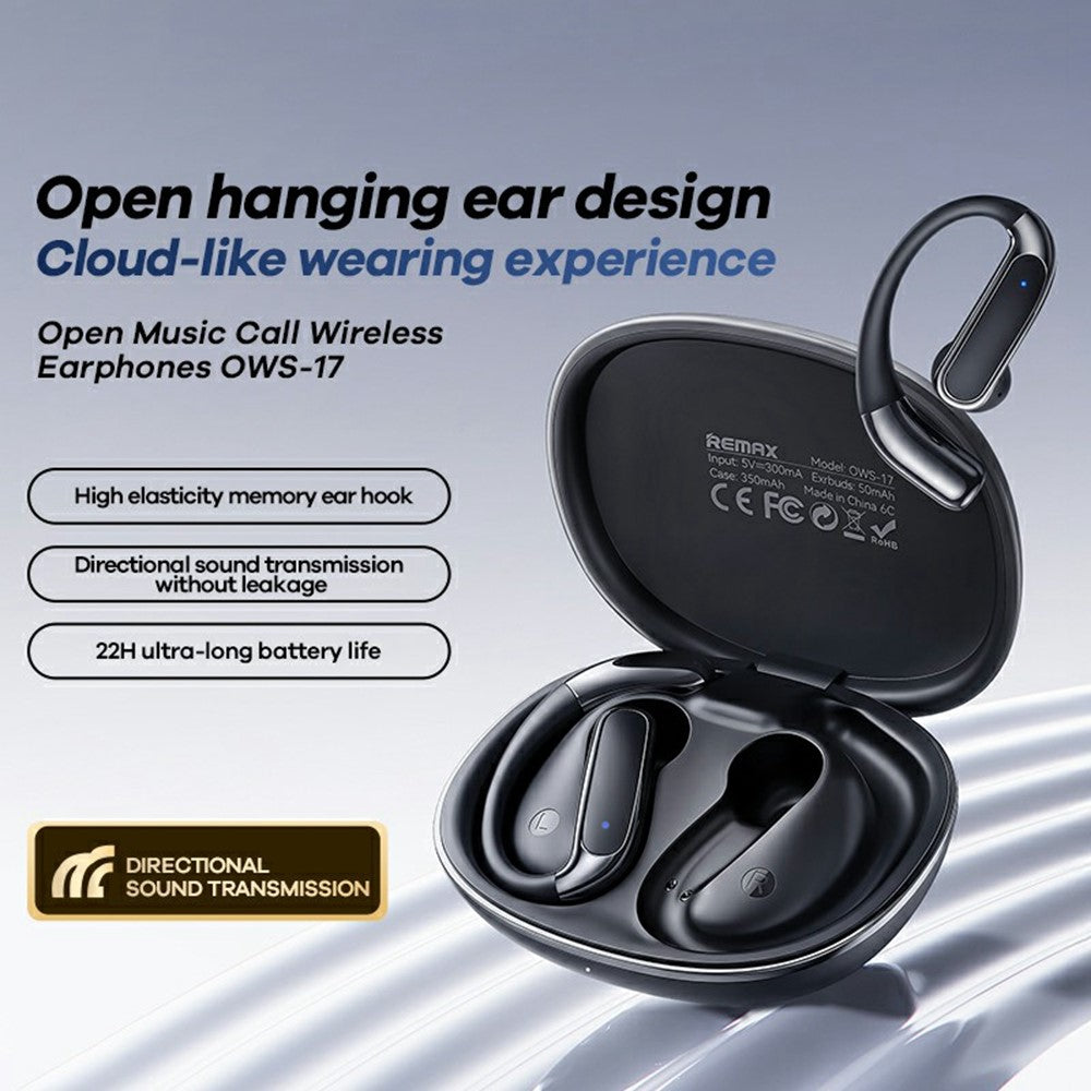 REMAX OWS-17 Open Ear Wireless Earphones Bluetooth-compatible 6.0 Hi-Resolution Audio Gaming Mode Ear Hook Earbuds