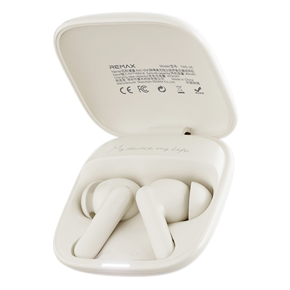 REMAX TWS-26 ANC ENC Noise Cancelling Wireless Earbuds 50H Battery 4-Mic Dual Device Connection Music Call Headset