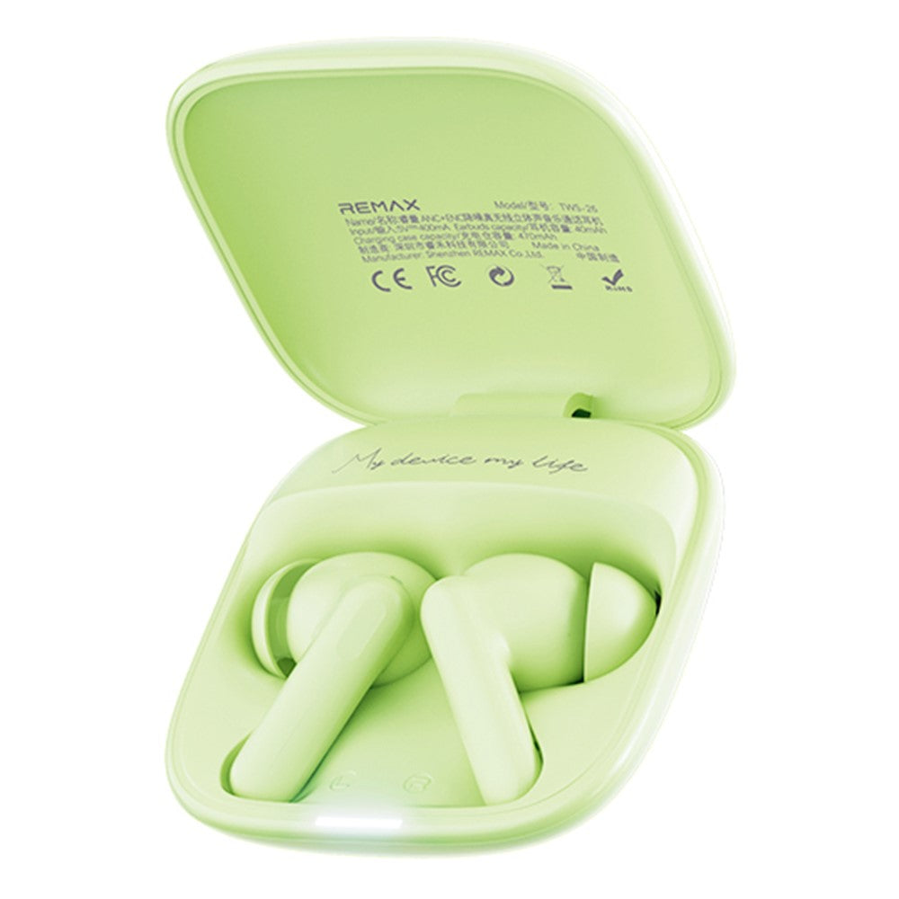 REMAX TWS-26 ANC ENC Noise Cancelling Wireless Earbuds 50H Battery 4-Mic Dual Device Connection Music Call Headset