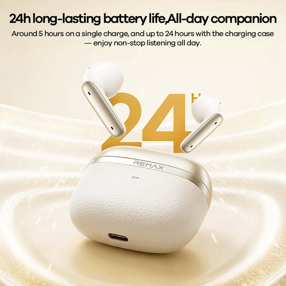 REMAX TWS-27 Semi-In-Ear Wireless Earbuds 6-Mic Hybrid ANC Call Noise Reduction 24H Battery Life Earphones