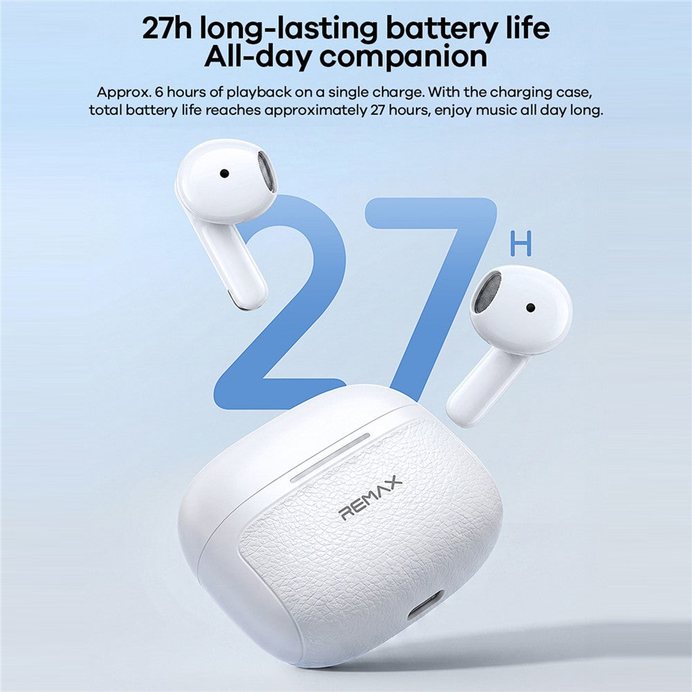 REMAX TWS-35 Bluetooth-compatible Semi-In-Ear Earbuds ANC ENC 6-Mic Hybrid Noise Cancelling Wireless Earphones for Call Music