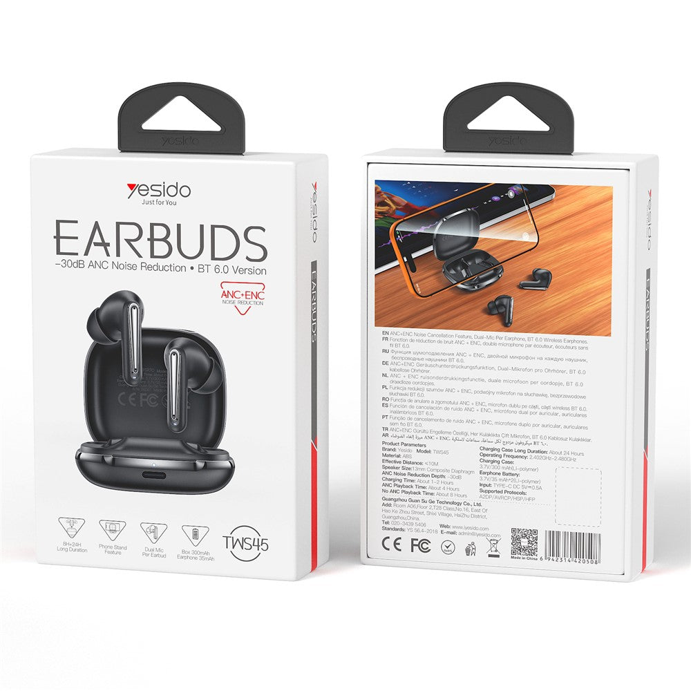YESIDO TWS45 In-Ear Earbuds – ANC & ENC Dual Noise Cancelling