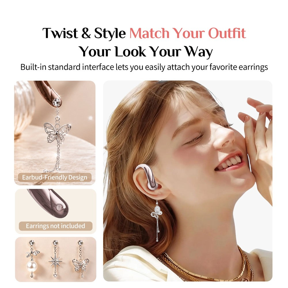 SAYROSE RJ-68 Open-Ear Hook Earbuds – Handbag-Style Case, ENC Noise Cancelling