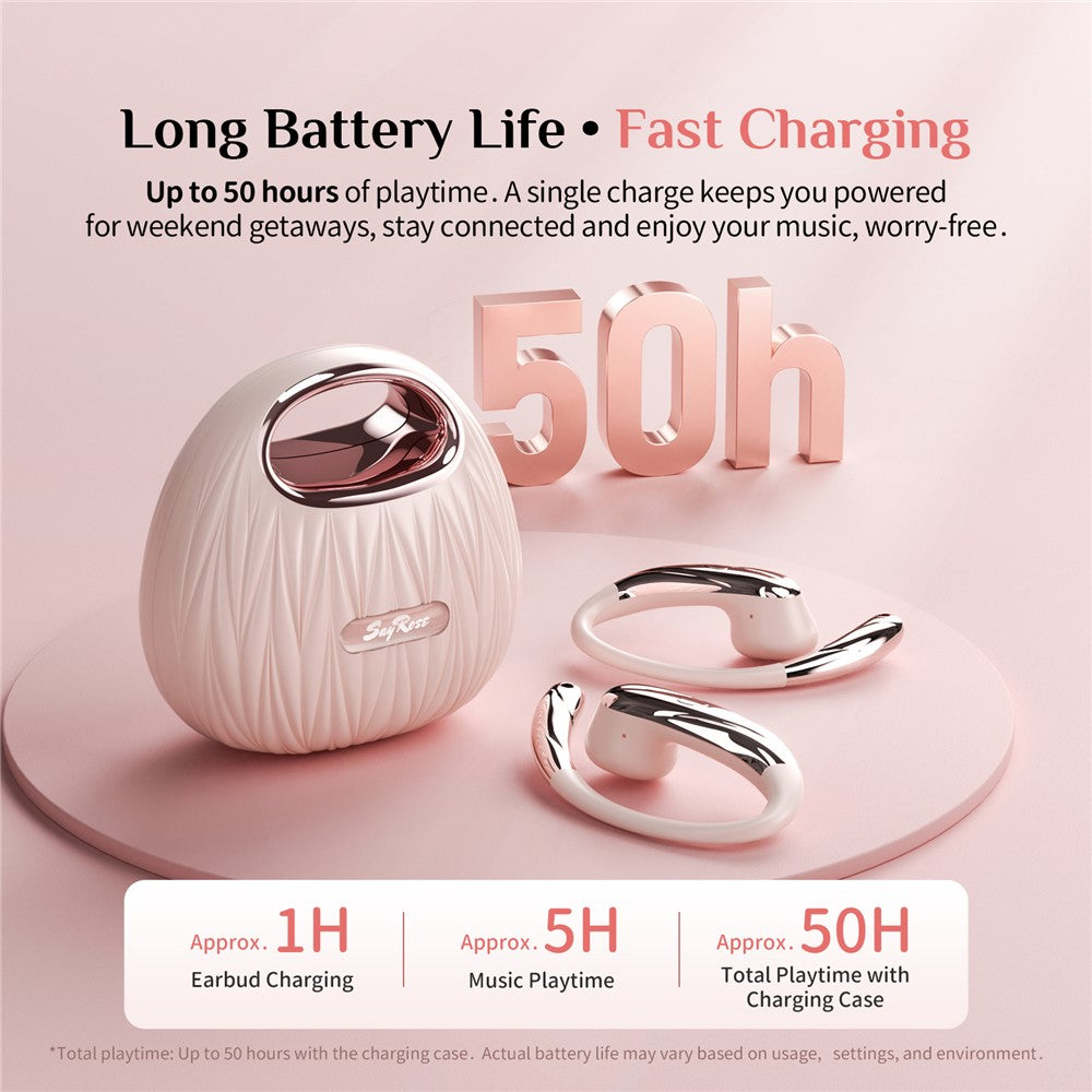 SAYROSE RJ-68 Open-Ear Hook Earbuds – Handbag-Style Case, ENC Noise Cancelling