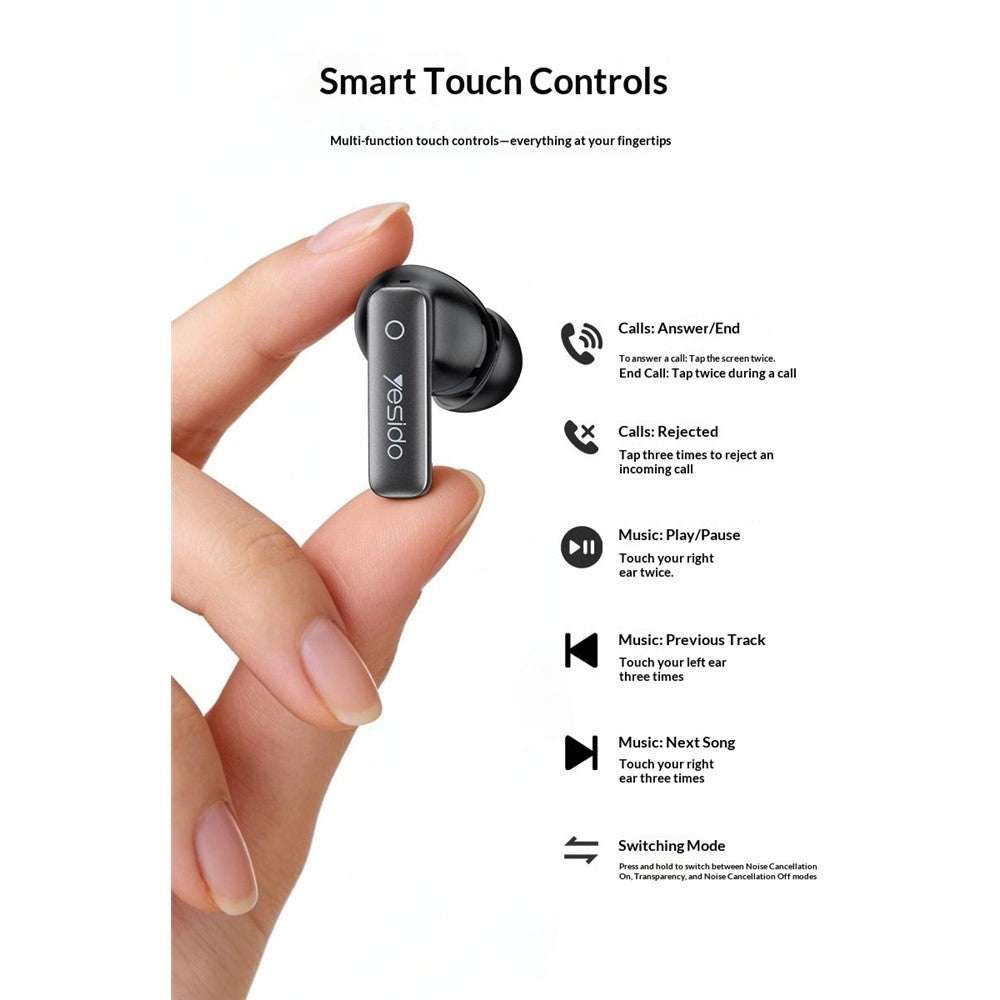 YESIDO TWS43 Wireless Earbuds – ANC & ENC, Bluetooth 6.0