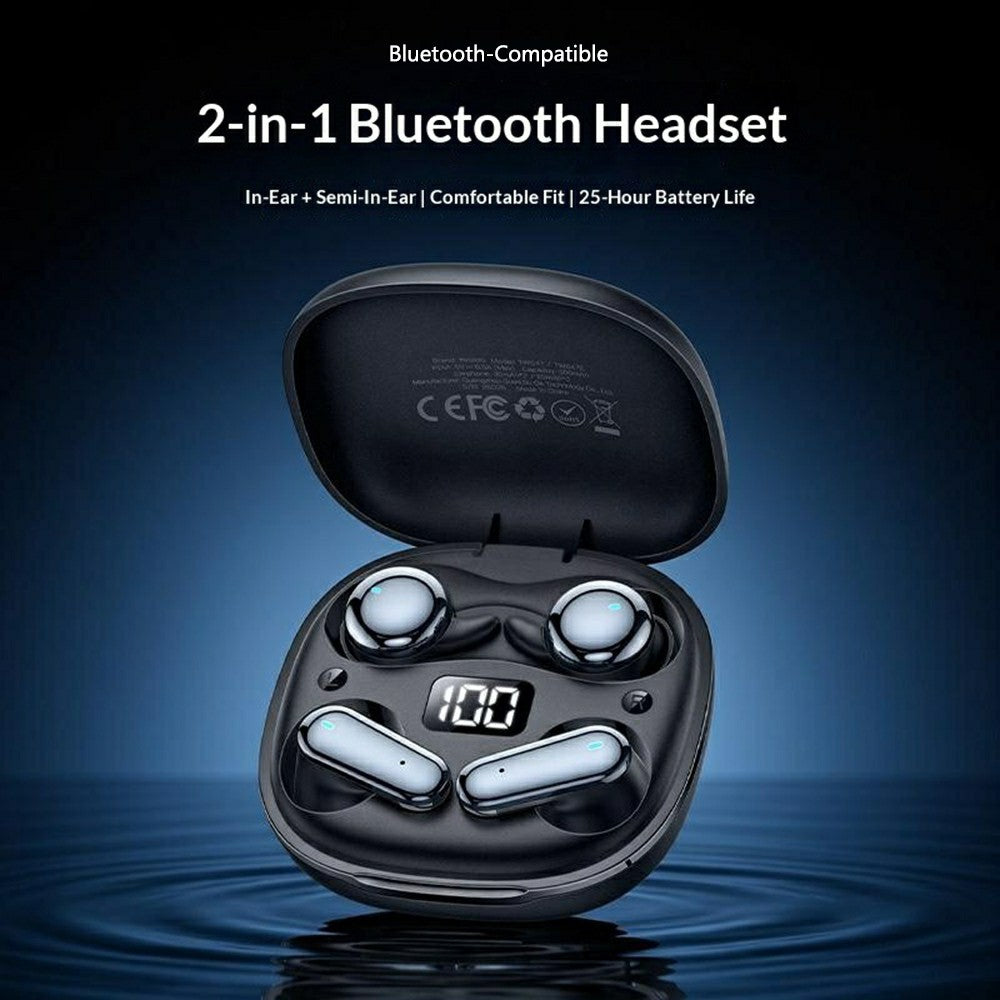 YESIDO TWS47 2-in-1 Earbuds – In-Ear & Semi-In-Ear, LED Battery Display