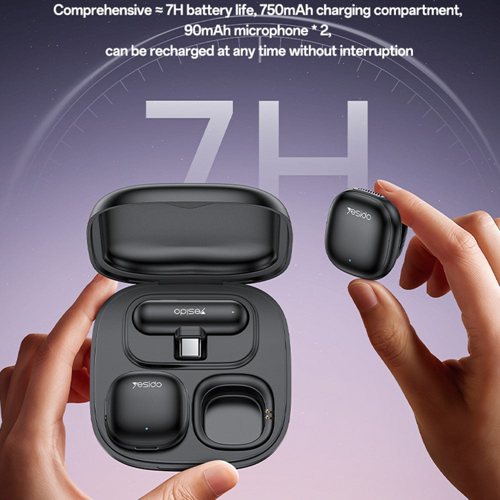 YESIDO KR21 Type C Plug AI Noise Cancelling Lavalier Microphone Low Latency Wireless Lapel  Mic