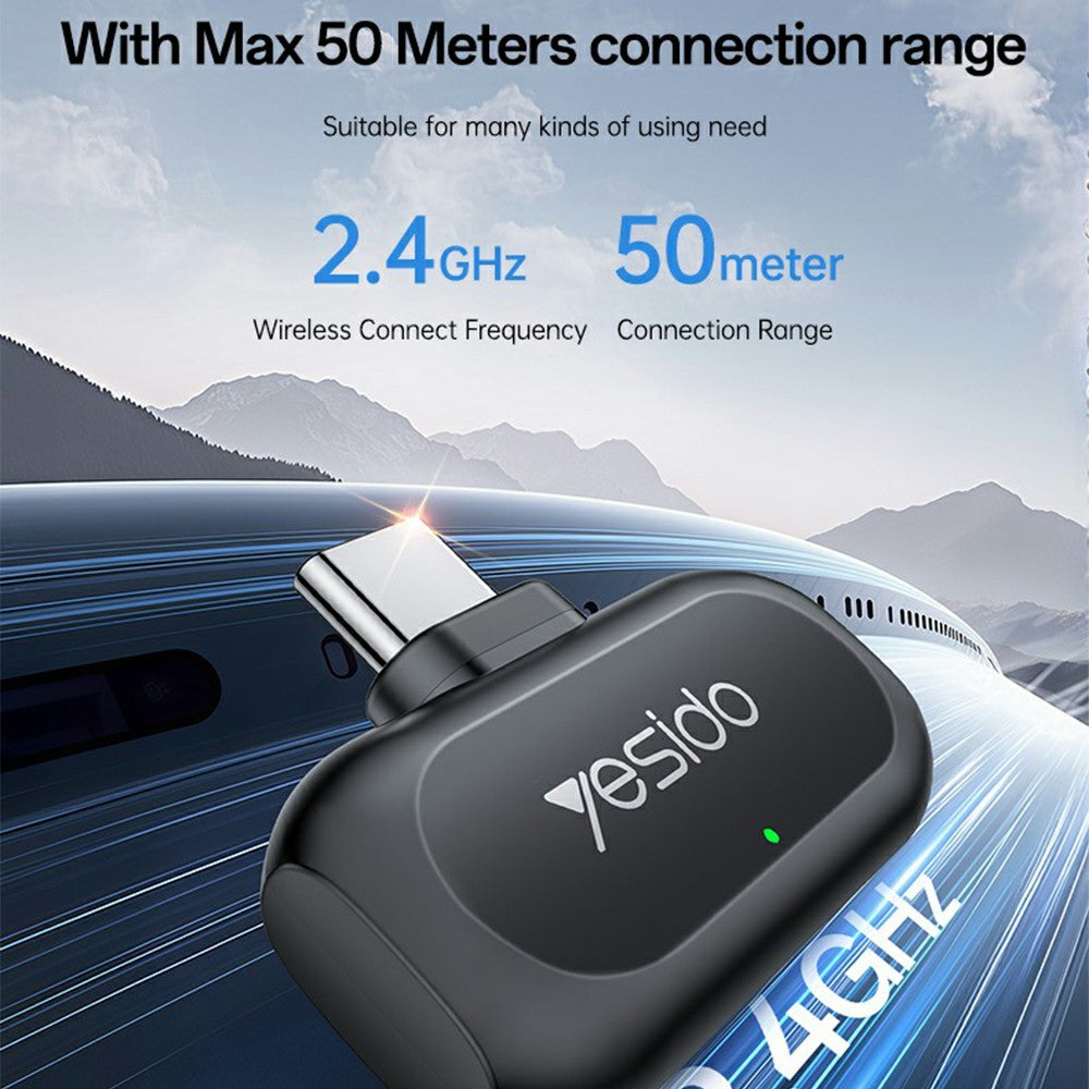 YESIDO KR23 Lavalier Microphone Set with iP Receiver AI Smart Noise Cancelling Mini Mic for Indoor / Outdoor