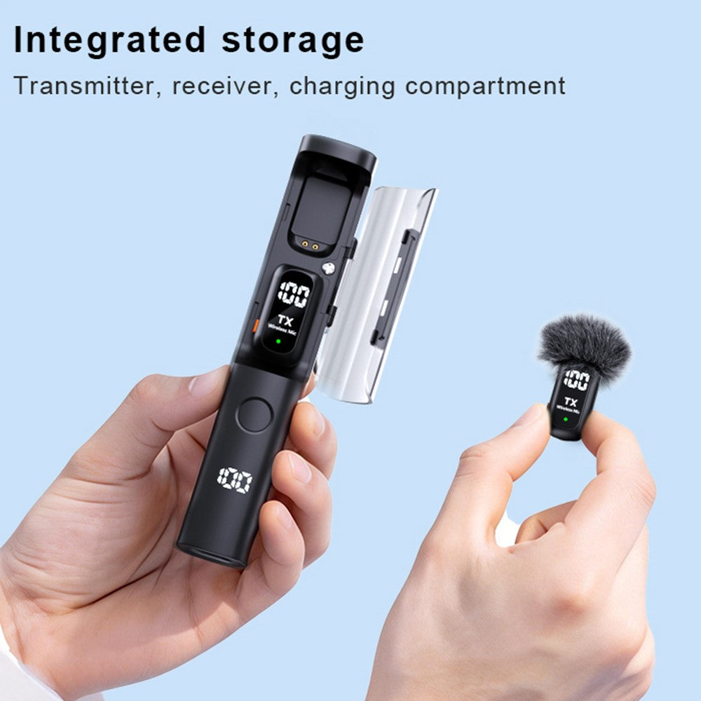 QY99 Wireless Lavalier Microphone with Charging Case AI Noise Reduction Type-C Lavalier Mic for Interview Live Stream (2 Microphones+1 Receiver)