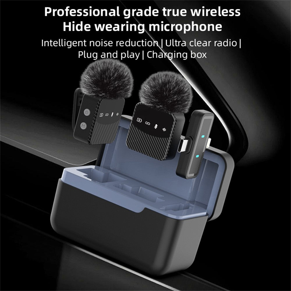 MS9 Wireless Lavalier Microphone 2.4GHz 20m Transmission CD-Level Audio Magnetic Lavalier Mic for Live Streaming (2 Microphones+1 Receiver)