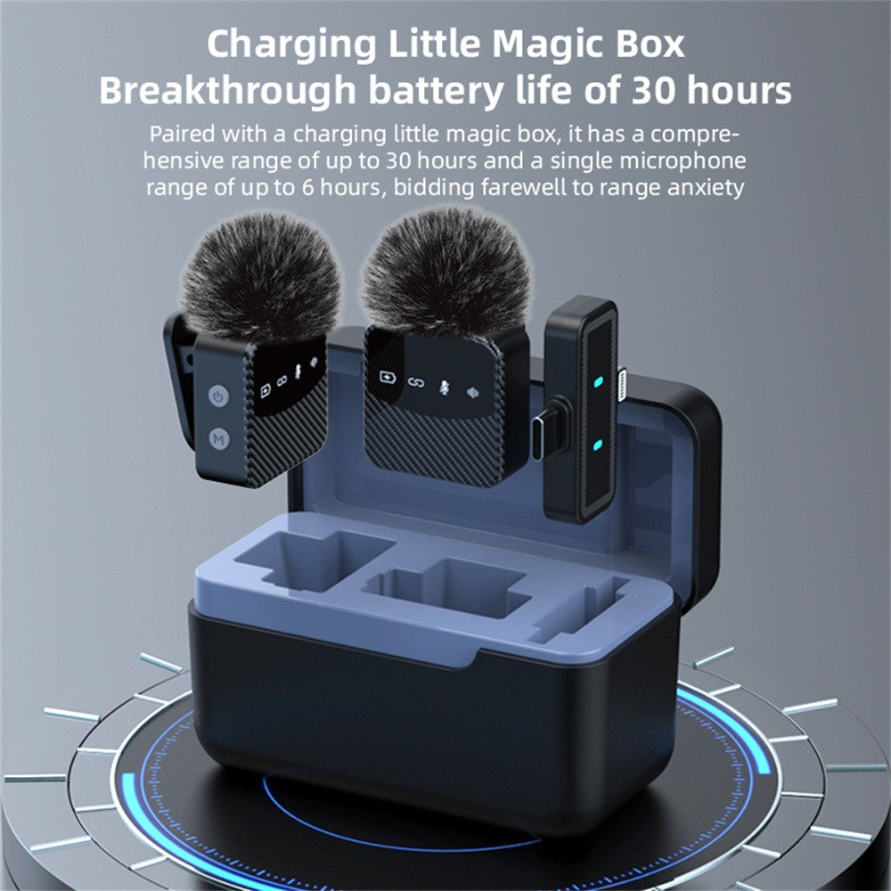 MS9 Wireless Lavalier Microphone 2.4GHz 20m Transmission CD-Level Audio Magnetic Lavalier Mic for Live Streaming (2 Microphones+1 Receiver)