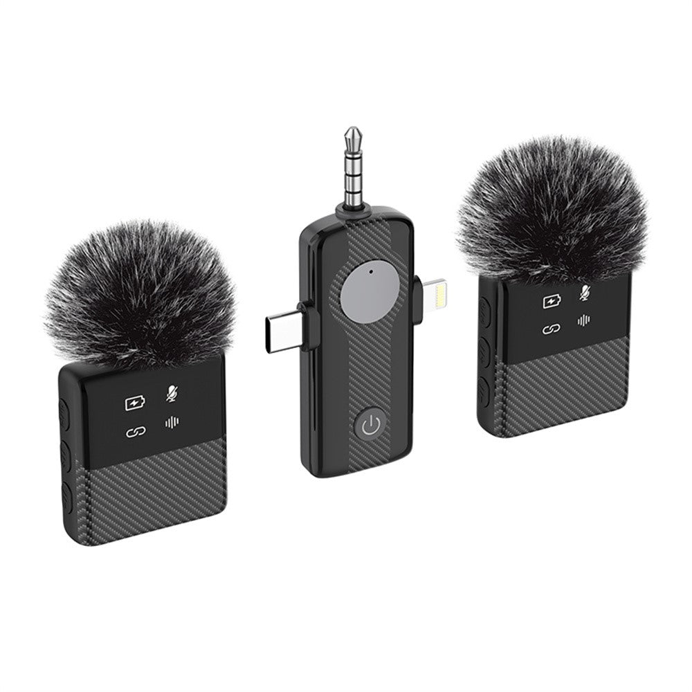 MS11 3-in-1 Clip-on Lavalier Microphone Recording Noise Cancelling Wireless Lavalier Mic for Live Streaming (2 Microphones+1 Receiver)