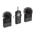 MS11 3-in-1 Clip-on Lavalier Microphone Recording Noise Cancelling Wireless Lavalier Mic for Live Streaming (2 Microphones+1 Receiver)