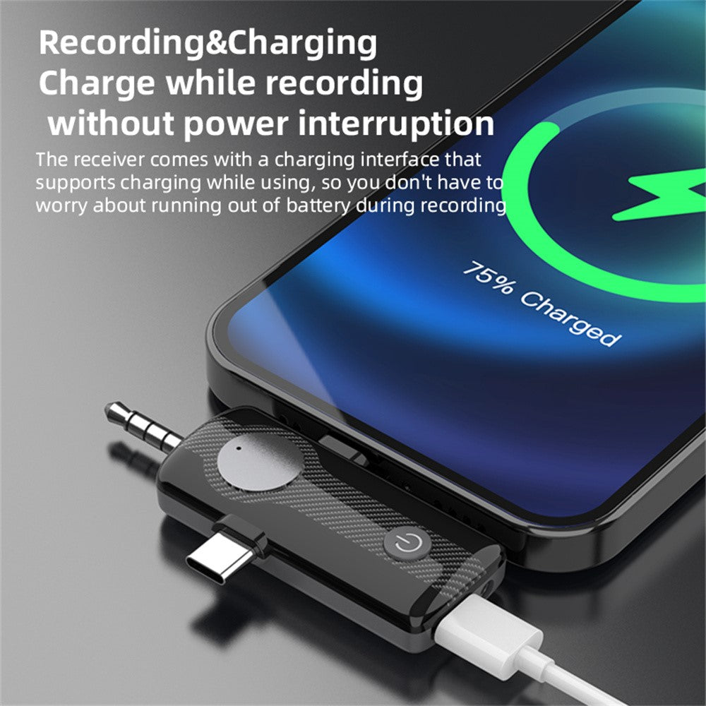 MS11 3-in-1 Clip-on Lavalier Microphone Recording Noise Cancelling Wireless Lavalier Mic for Live Streaming (2 Microphones+1 Receiver)
