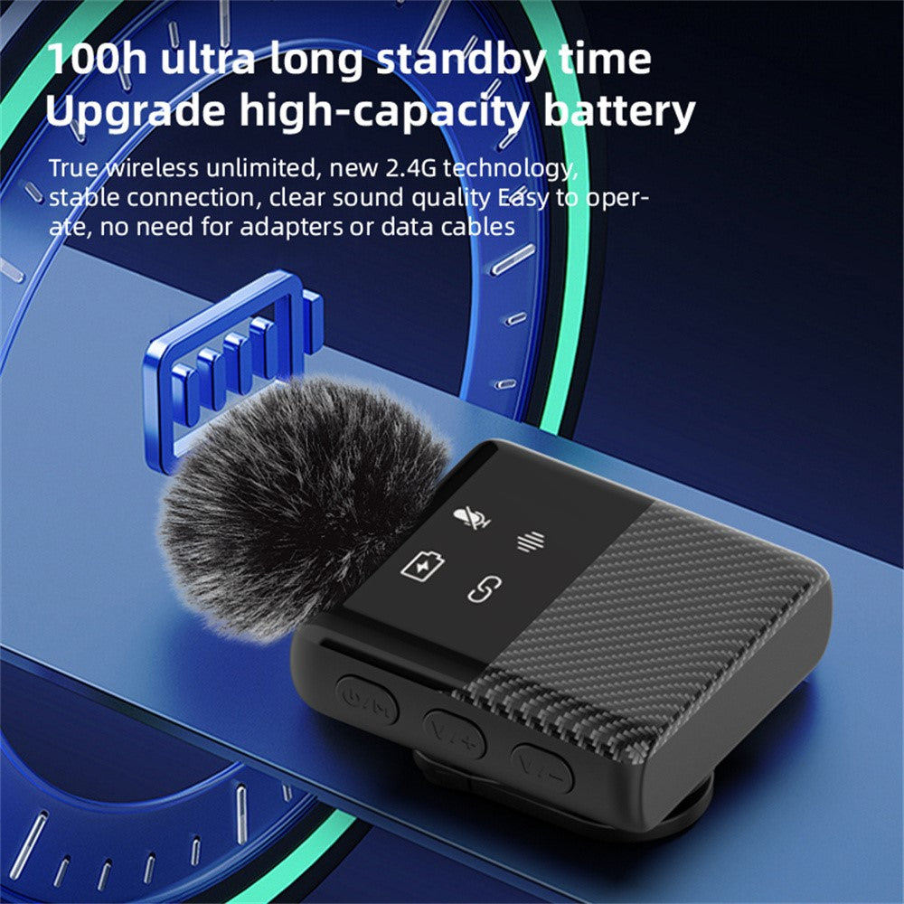 MS11 3-in-1 Clip-on Lavalier Microphone Recording Noise Cancelling Wireless Lavalier Mic for Live Streaming (2 Microphones+1 Receiver)