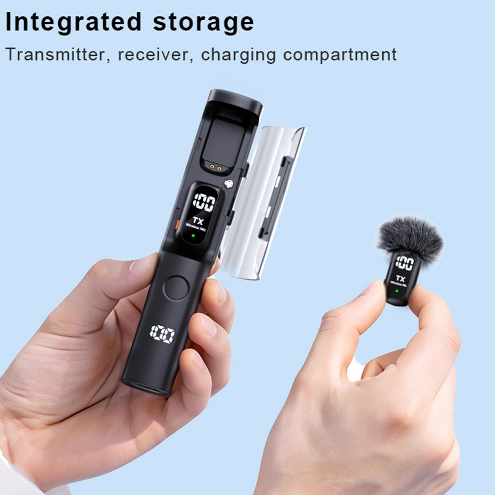 QY99 Wireless Lavalier Microphone AI Noise Reduction Type-C Interface Lavalier Mic with Tripod & Storage Case (2 Microphones+1 Receiver)