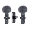 QY22 2.4G Wireless Lavalier Microphone Type-C 20m Range Lavalier Mic for Live Streaming Interview (2 Microphones+1 Receiver)