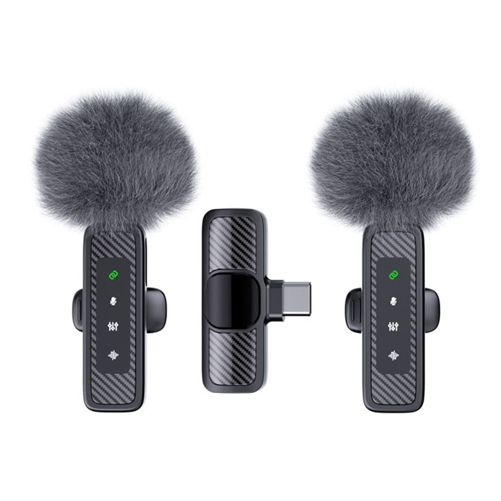 QY22 2.4G Wireless Lavalier Microphone Type-C 20m Range Lavalier Mic for Live Streaming Interview (2 Microphones+1 Receiver)