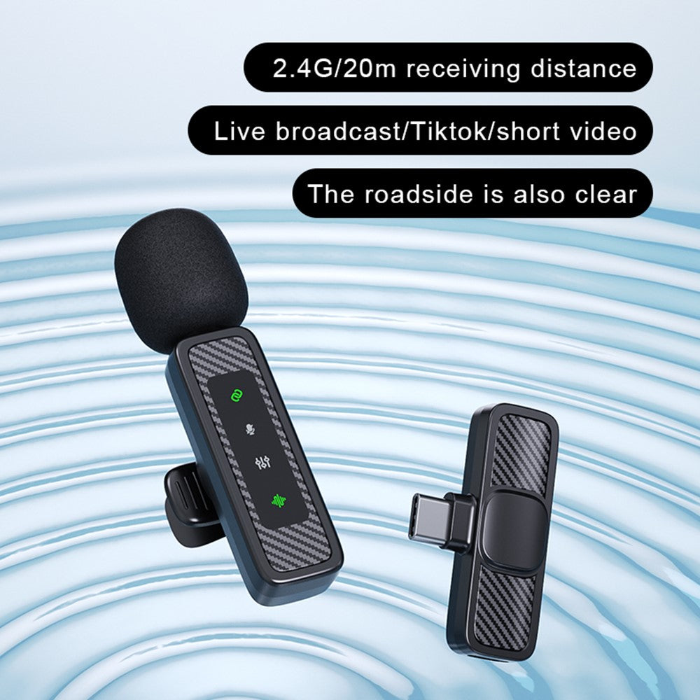QY22 2.4G Wireless Lavalier Microphone Type-C 20m Range Lavalier Mic for Live Streaming Interview (2 Microphones+1 Receiver)