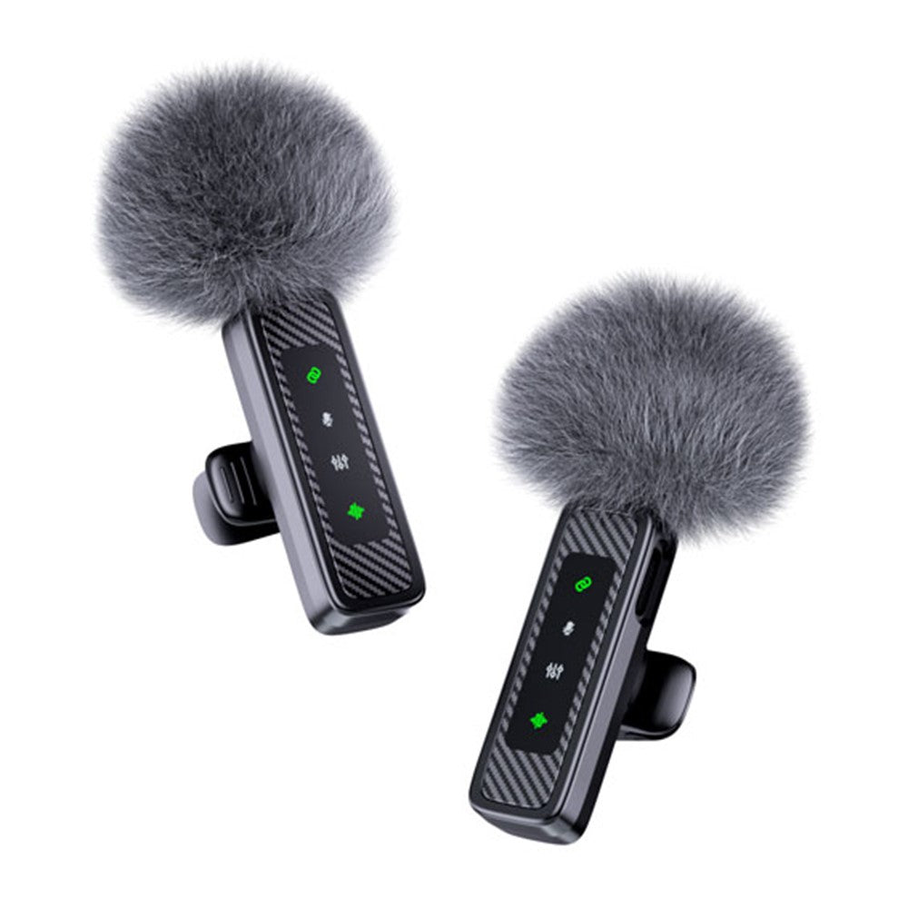 QY22 2.4G Wireless Lavalier Microphone Type-C 20m Range Lavalier Mic for Live Streaming Interview (2 Microphones+1 Receiver)