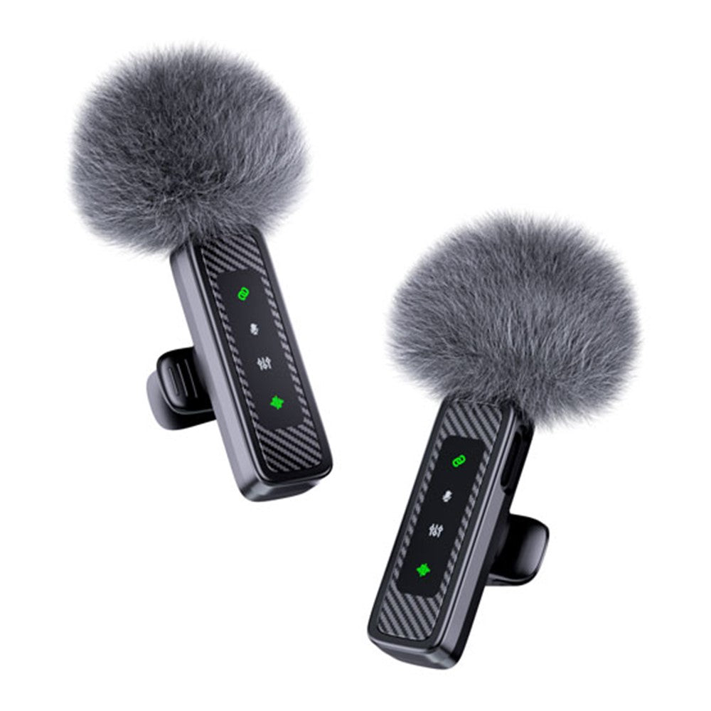 QY22 2.4G Wireless Lavalier Microphone Type-C iP (5-14) 3.5mm TRS Lavalier Mic for Live Streaming Interview (2 Microphones+1 Receiver)