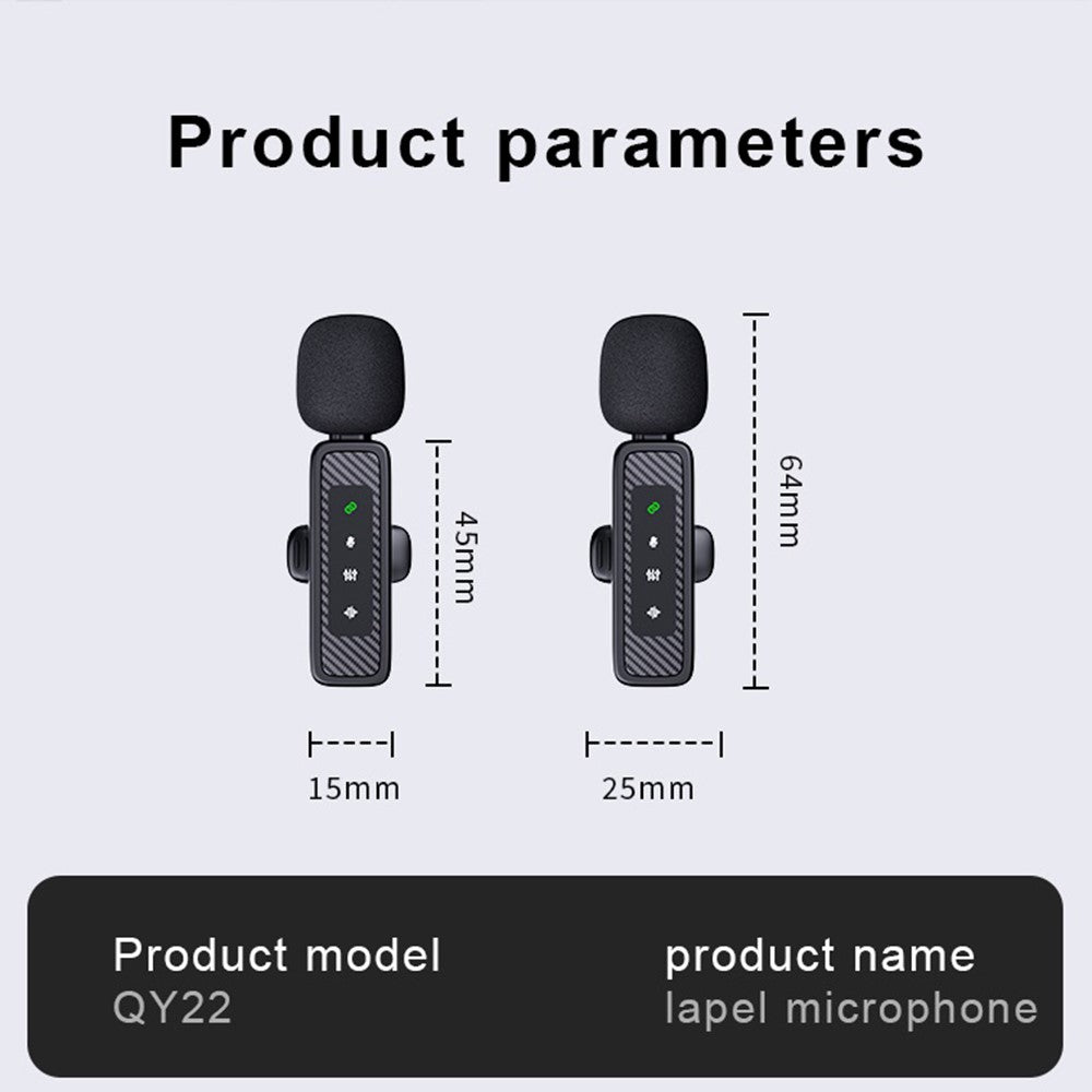 QY22 2.4G Wireless Lavalier Microphone Type-C iP (5-14) 3.5mm TRS Lavalier Mic for Live Streaming Interview (2 Microphones+1 Receiver)