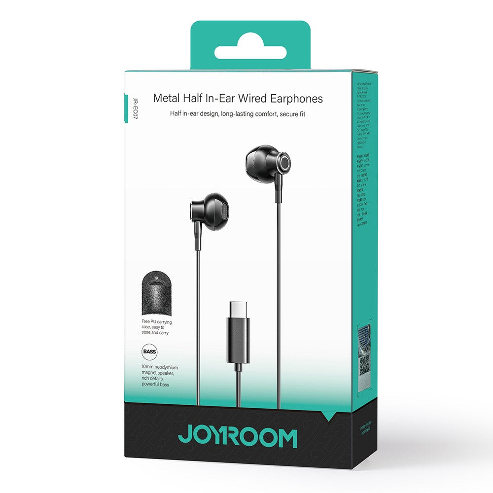 JOYROOM JR-EC07 Metal Half In-Ear Wired Earphone Type-C Headphone with Micphone