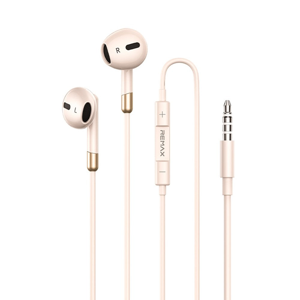 REMAX RM-05 3.5mm Semi In-Ear Wired Earphones Metal Construction 1200mm Cord Headset Built-in Microphone
