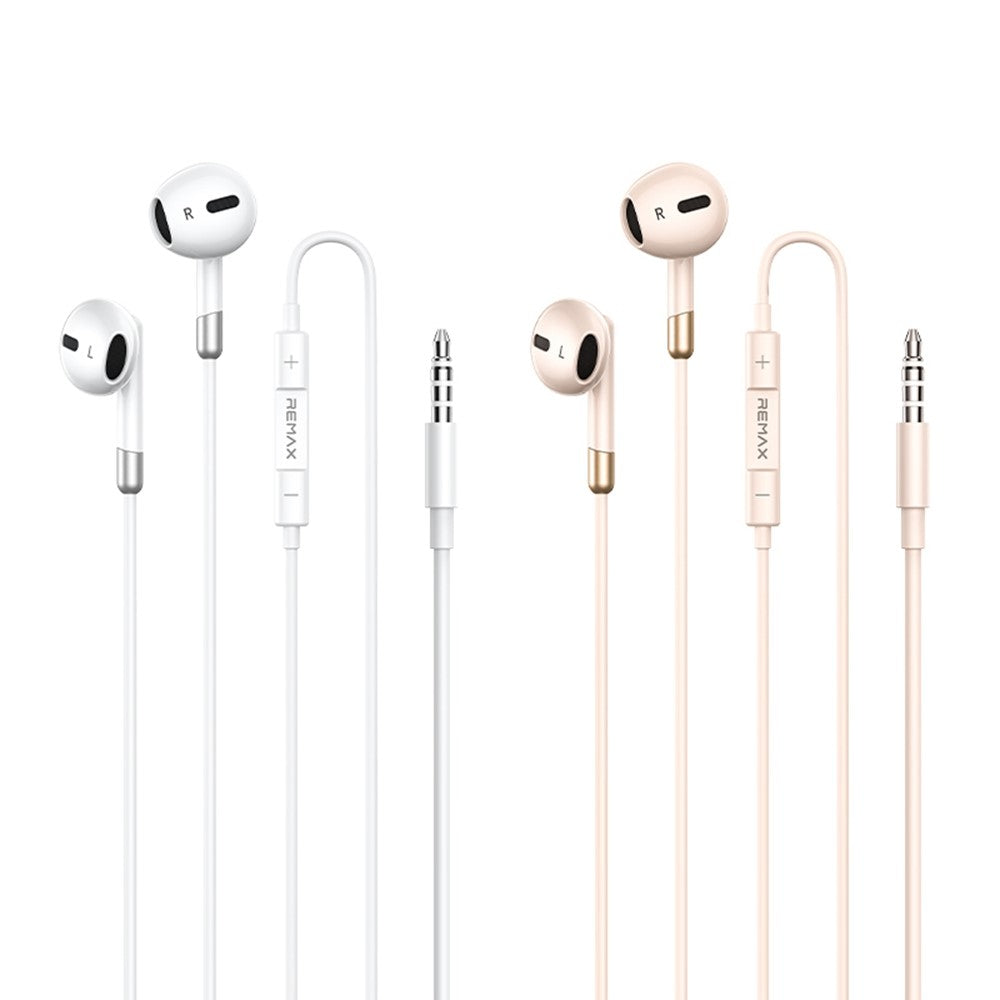 REMAX RM-05 3.5mm Semi In-Ear Wired Earphones Metal Construction 1200mm Cord Headset Built-in Microphone