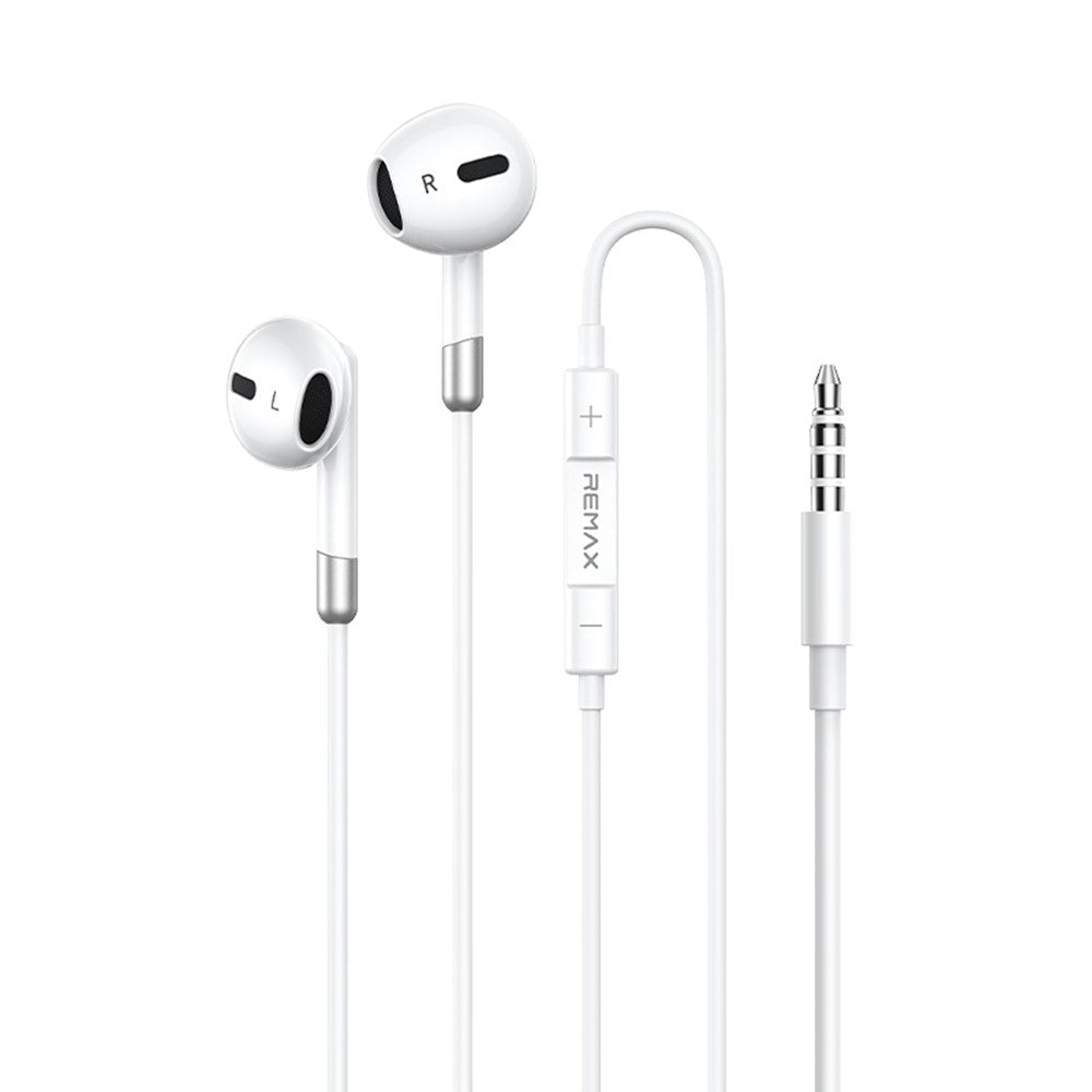 REMAX RM-05 3.5mm Semi In-Ear Wired Earphones Metal Construction 1200mm Cord Headset Built-in Microphone