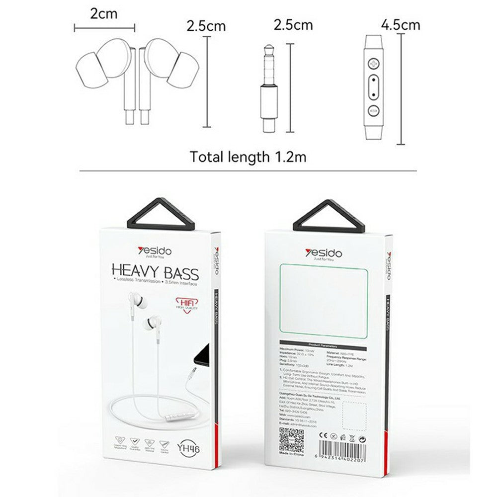 YESIDO YH46 3.5mm Wired Earphones with Microphone